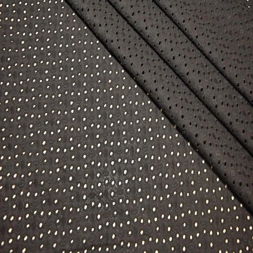 Батист вышитый, прошва листок мелкий (черный)