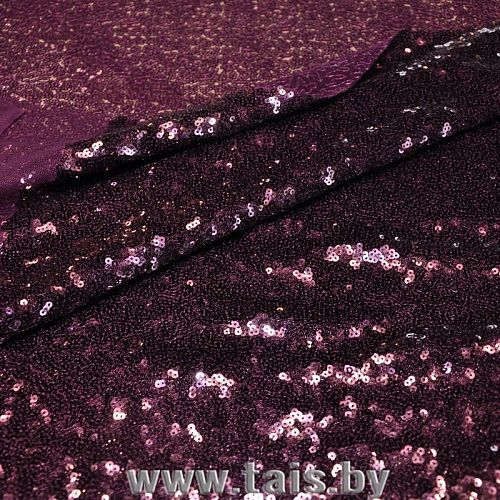 Пайетки на сетке (баклажан)