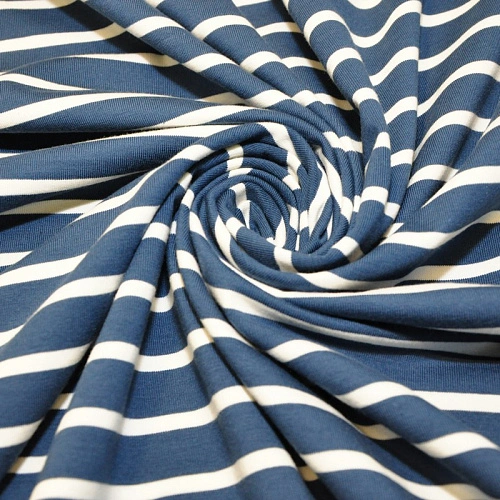 Кулирная гладь "Тельняшка" "2см-0,5см индиго +молочный"