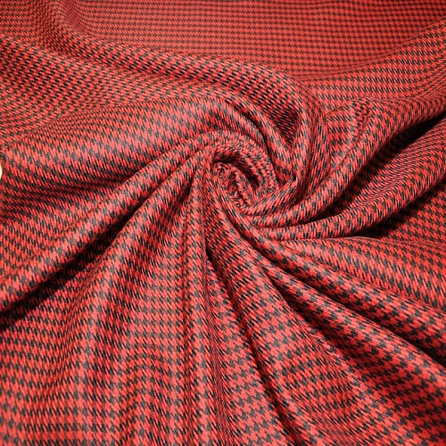 Костюмная ткань Полушерсть гусиная лапка (красный)