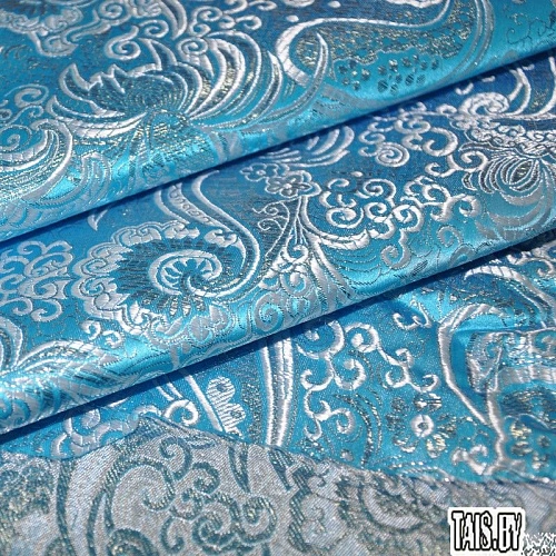 Парча жаккард (насыщенный голубой с серебром)