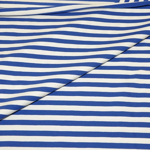 Кулирная гладь "Тельняшка" "1 см василек +белый"