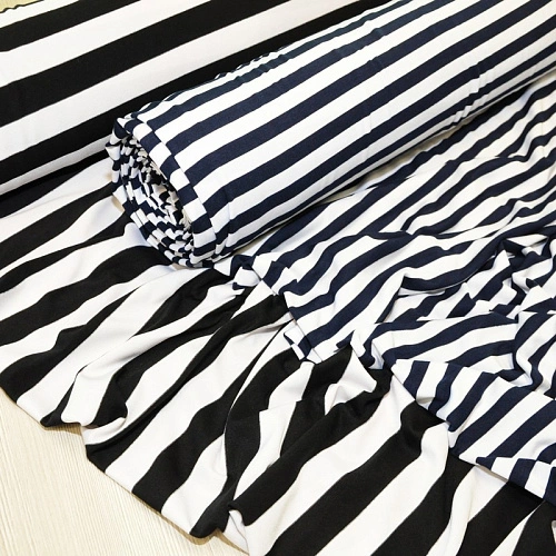 Вискоза  полоска 1 см (синий+белый)