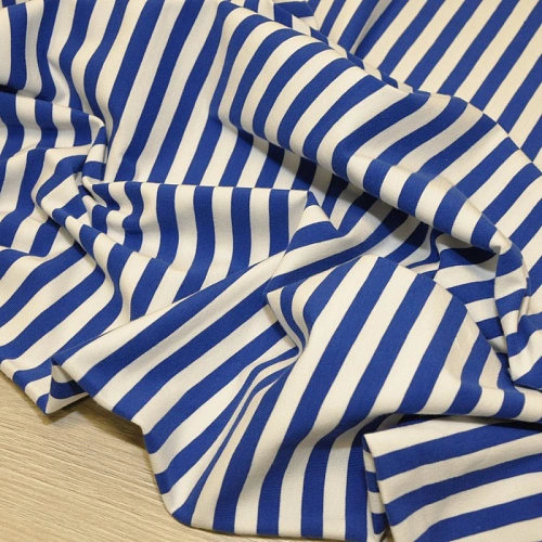 Кулирная гладь "Тельняшка" "1 см василек +белый"