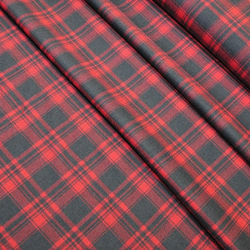 Костюмная ткань Полушерсть клетка (красный+синий)