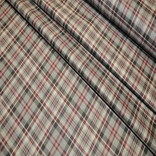 Костюмная ткань Полушерсть клетка (серый)