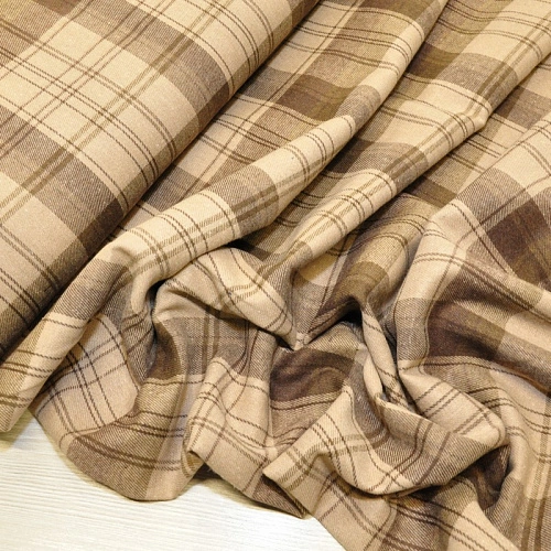 Ткань рубашечная фланель в клетку (бежевый)