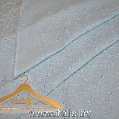 Батист вышивка (голубой)