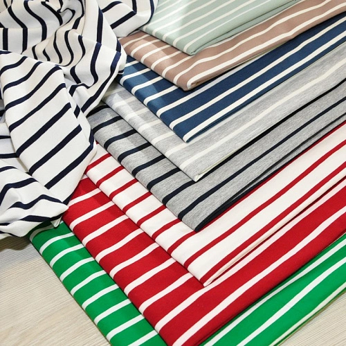 Кулирная гладь "Тельняшка" "2см-0,5см бенетон +белый"