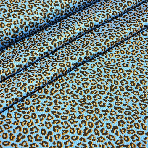 Штапель "Твил" Лео на васильковом фоне"