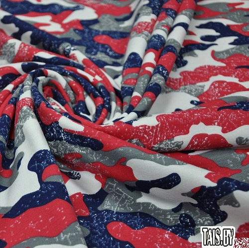 Футер 2-х нитка набивной "Камуфляж красный/синий"