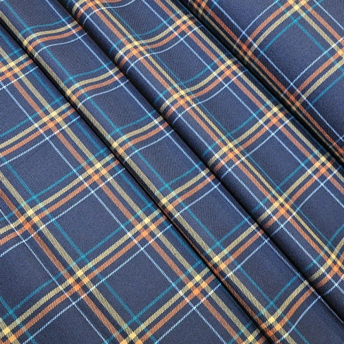 Костюмная ткань Полушерсть клетка (синий)