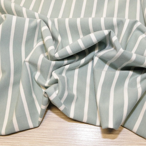 Кулирная гладь "Тельняшка" "2см-0,5см снежная мята +молочный"