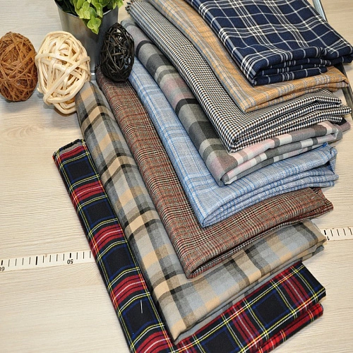 Костюмная ткань "Клетка  " (светло-оранжевый шотландка)