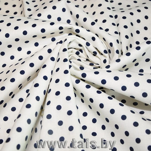 Хлопок принт "Мелкий горох на белом фоне"