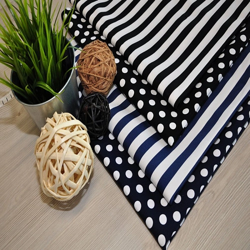 Хлопок стрейч принт " Синяя полоска ш.1,5см"