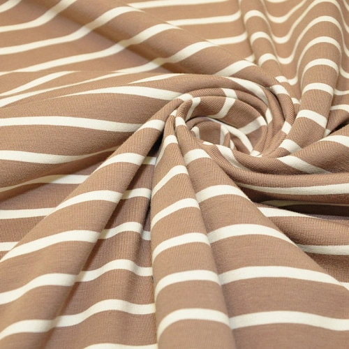 Кулирная гладь "Тельняшка" "2см-0,5см бежевый +молочный"