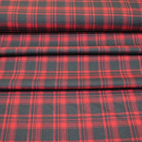 Костюмная ткань Полушерсть клетка (красный+синий)