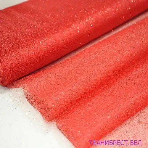 Фатин с блестками (красный)
