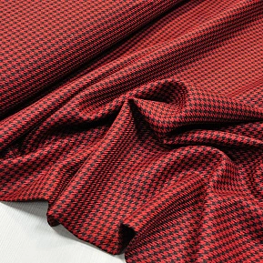 Костюмная ткань Гусиная лапка полушерсть (красный)