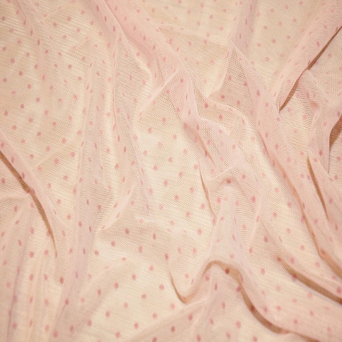 Сетка горох флок (розовая пудра)