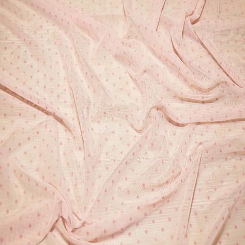 Сетка горох флок (розовая пудра)