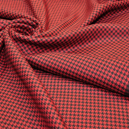 Костюмная ткань Гусиная лапка полушерсть (красный)