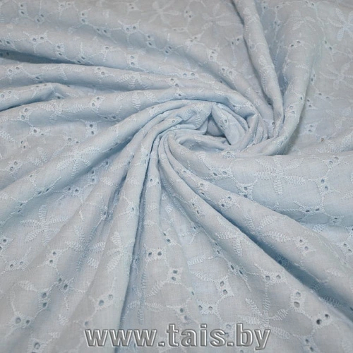 Батист вышивка (голубой)