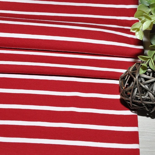 Кулирная гладь "Тельняшка" "2см-0,5см вишня +белый"