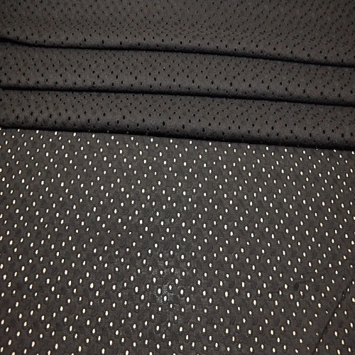 Батист вышитый, прошва листок мелкий (черный)