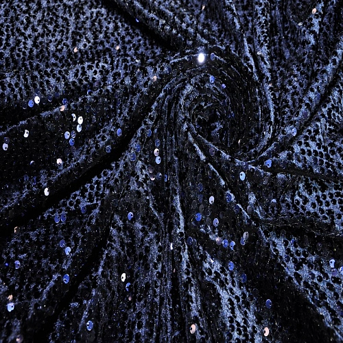 Пайетки на велюре (синий)