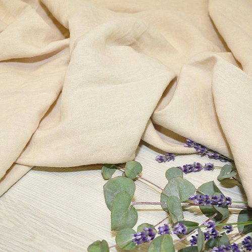 Лен умягченный с эффектом мятости (светлый беж)