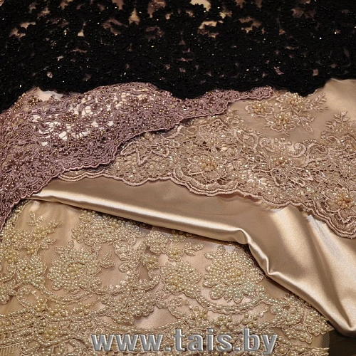 Вышивка на сетке с биссером (черный)