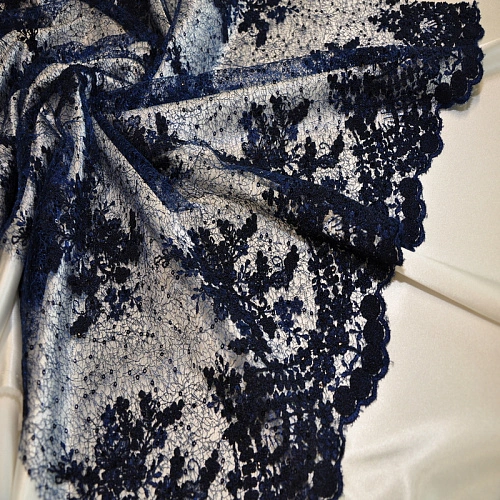 Вышивка на сетке с пайетками "Скарлет" (синий)