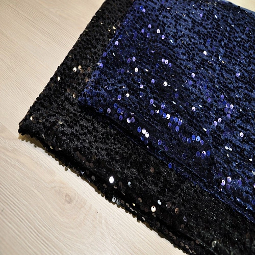 Пайетки на велюре (синий)