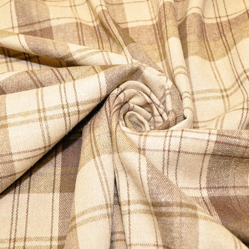 Ткань рубашечная фланель в клетку (бежевый)