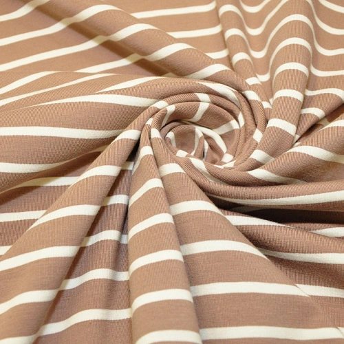 Кулирная гладь "Тельняшка" "2см-0,5см бежевый +молочный"