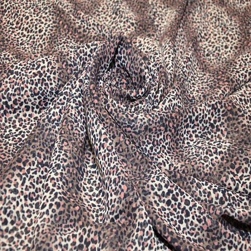 Шифон сахарный принт "Леопард розовый"