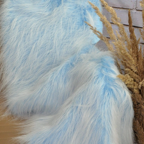 Мех длинноворсовый (голубая основа белый ворс)