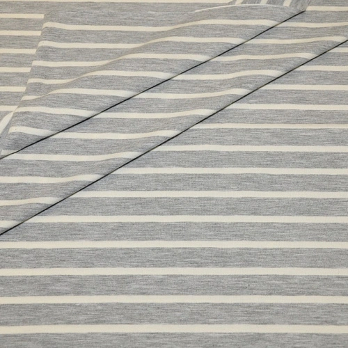 Кулирная гладь "Тельняшка" "2см-0,5см серый меланж +молочный"