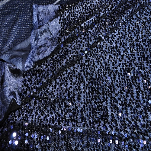Пайетки на велюре (синий)