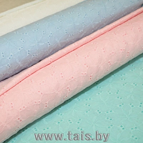 Батист вышивка (голубой)