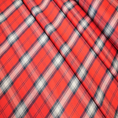 Костюмная ткань Полушерсть клетка (красный с белым)