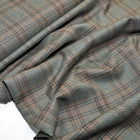 Костюмная ткань Полушерсть клетка (мох)
