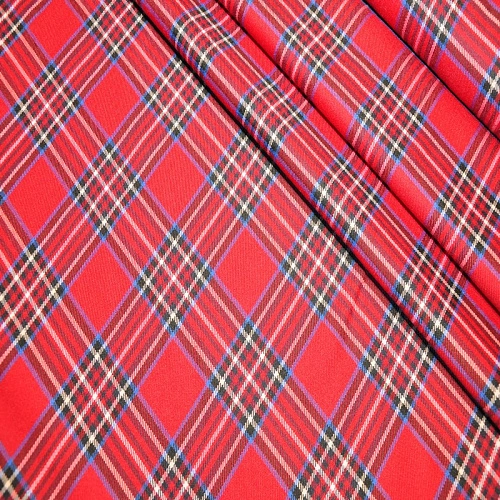 Костюмная ткань Полушерсть клетка (красный с черным)