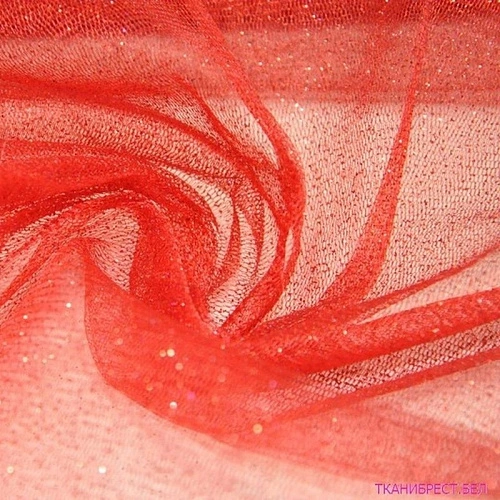 Фатин с блестками (красный)