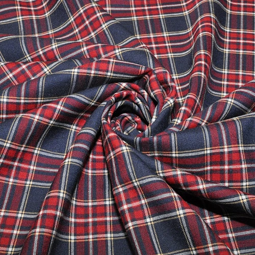 Костюмная ткань Полушерсть клетка (красный с синим)
