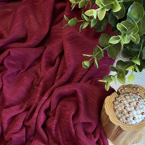 Полупрозрачный трикотаж  "Крапива" бордо