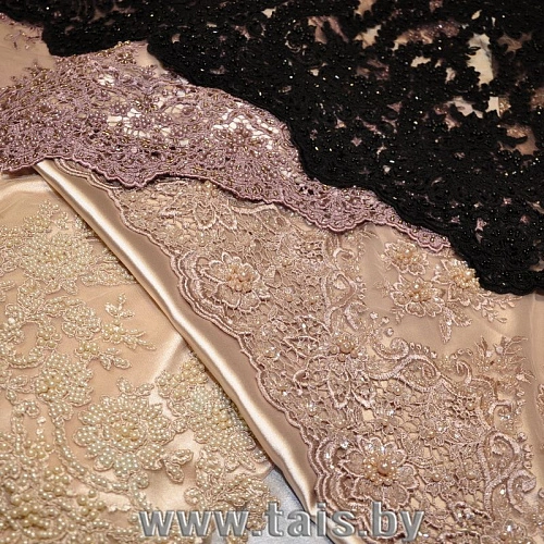 Вышивка на сетке с биссером (светло-бежевый)