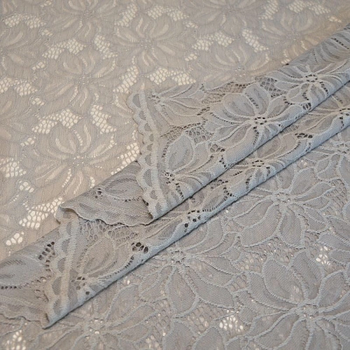 Гипюр стрейчевый с ажурным краем (серый)